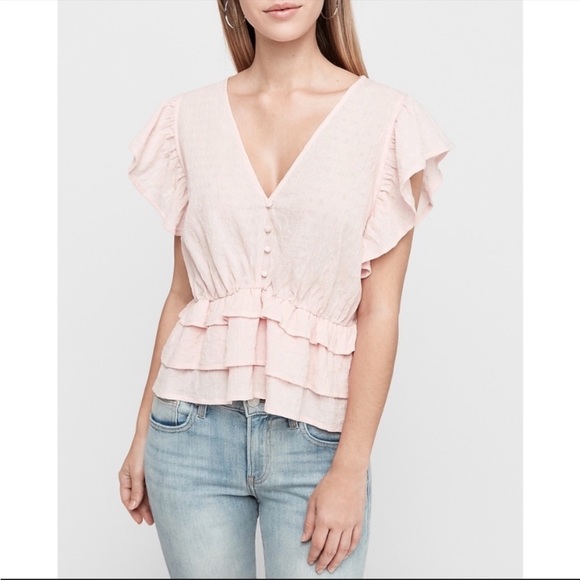EXPRESS Tiered Ruffle Embroidered Top - Picture 11 of 11